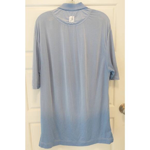 FootJoy Golf Polo. Men's Medium. Blue/White Stripe. - Picture 2 of 7